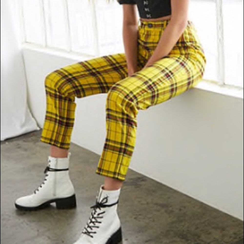 Yellow plaid trousers